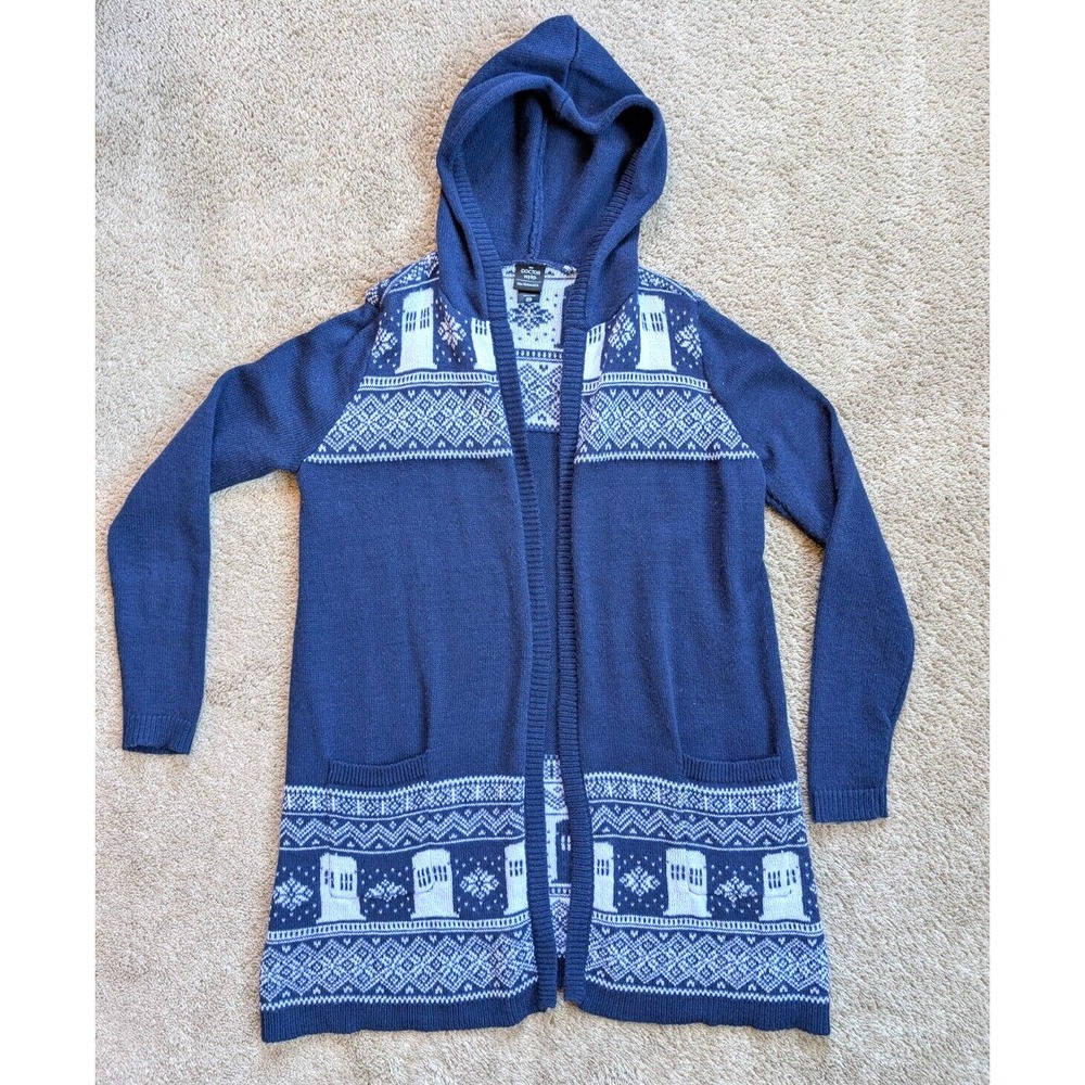Dr Who Hooded Cardigan Womens Small Her Universe Sweater Blue